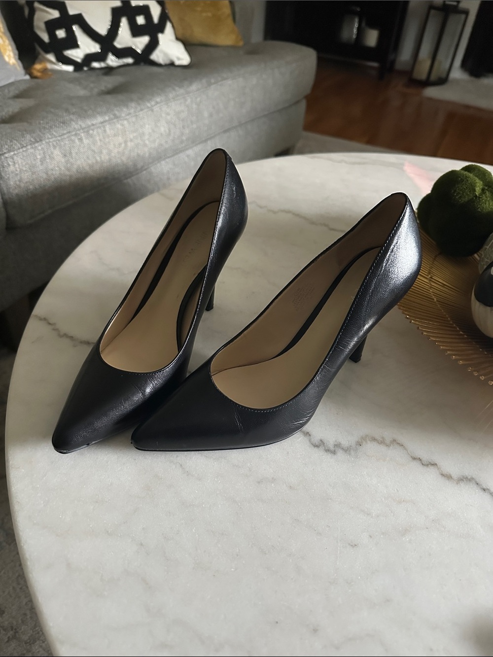 Nine West Black Pointed-Toe Leather Pumps